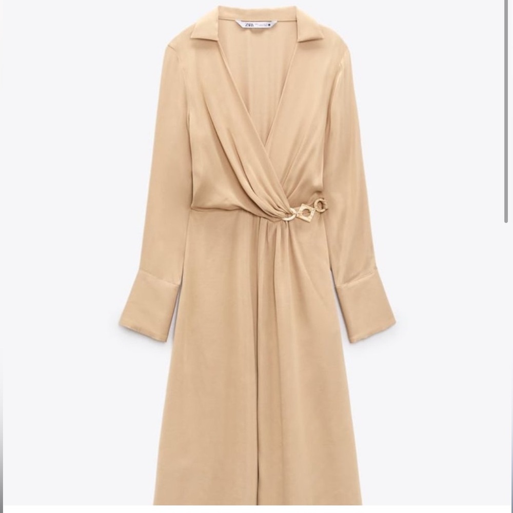 Zara - Elegant Beige Wrap Dress